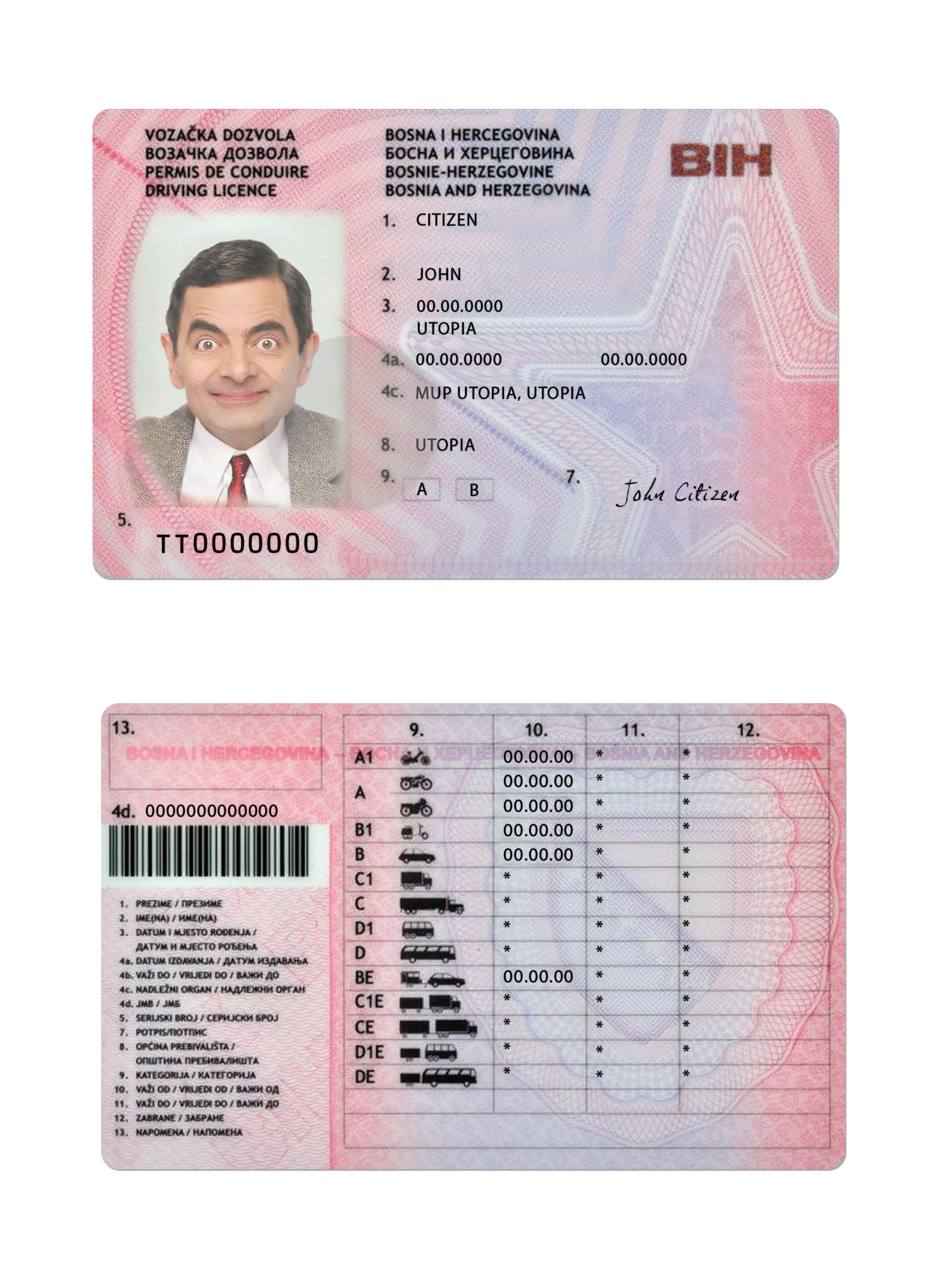 Bosnia and Herzegovina driving license version 2